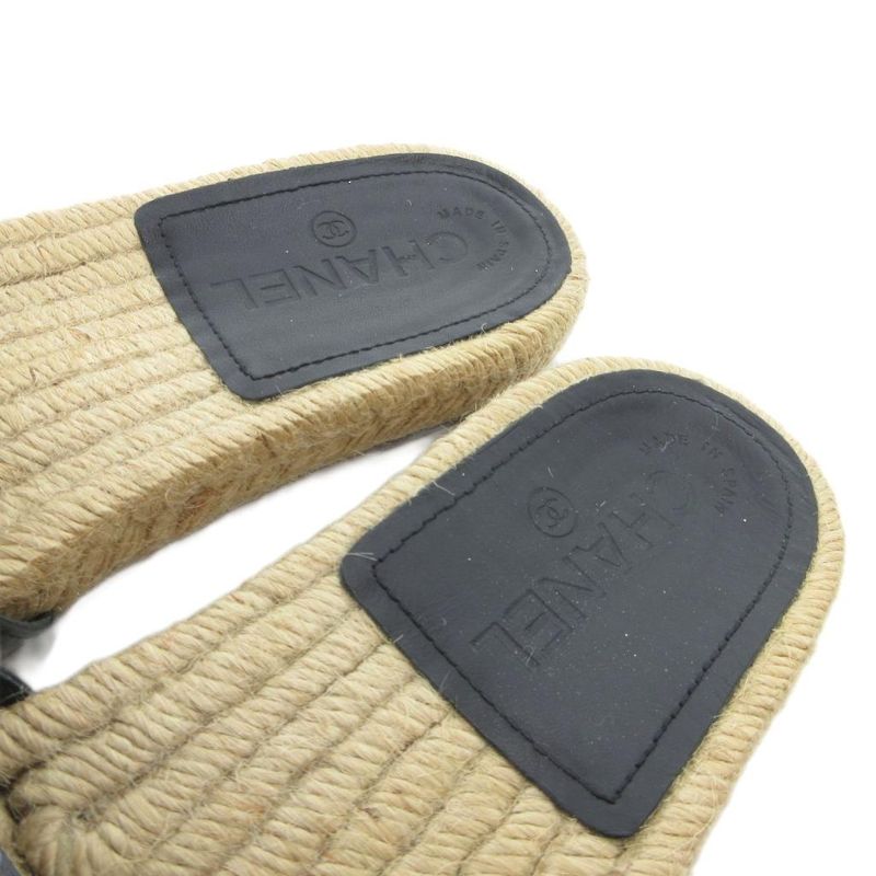 Chanel Espadrille Sandals Coco Marc Pearl Bijoux 38 Black UO GY18 — view 7