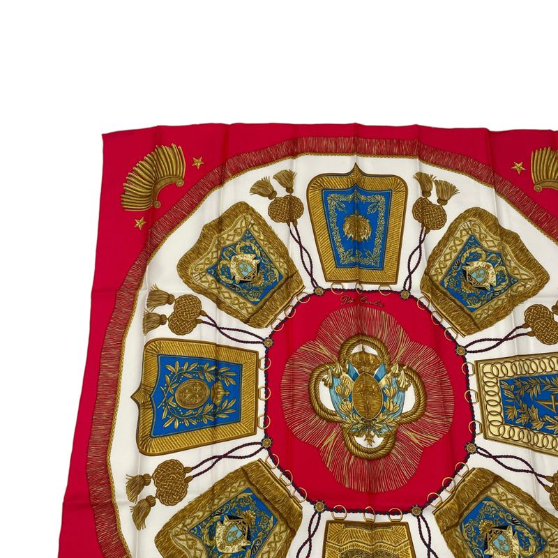 Hermes Carre 90 Scarf Silk Saber Decorative Bag Poste Et Cavalerie Red — view 2