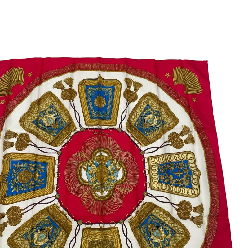 Hermes Carre 90 Scarf Silk Saber Decorative Bag Poste Et Cavalerie Red — view 3