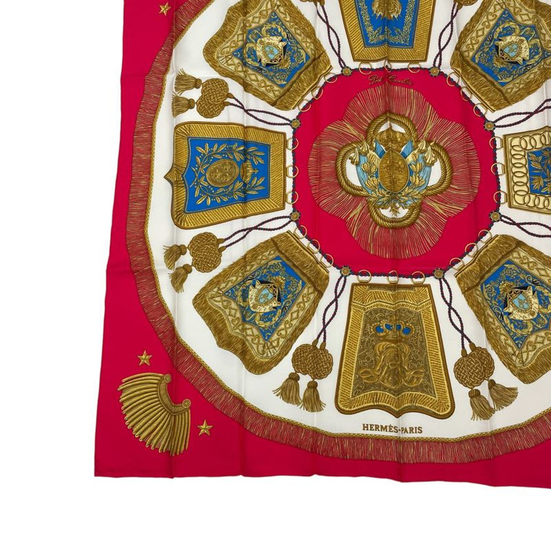 Hermes Carre 90 Scarf Silk Saber Decorative Bag Poste Et Cavalerie Red — view 4