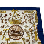 Hermes Scarf Silk Carre 90 Copeaux Sawdust Horse Pattern Tool Beige Navy White — view 3