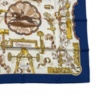 Hermes Scarf Silk Carre 90 Copeaux Sawdust Horse Pattern Tool Beige Navy White — view 5