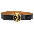 Hermes Double H Belt 65 Size Black Gold Hardware Vintage Antique — view 3