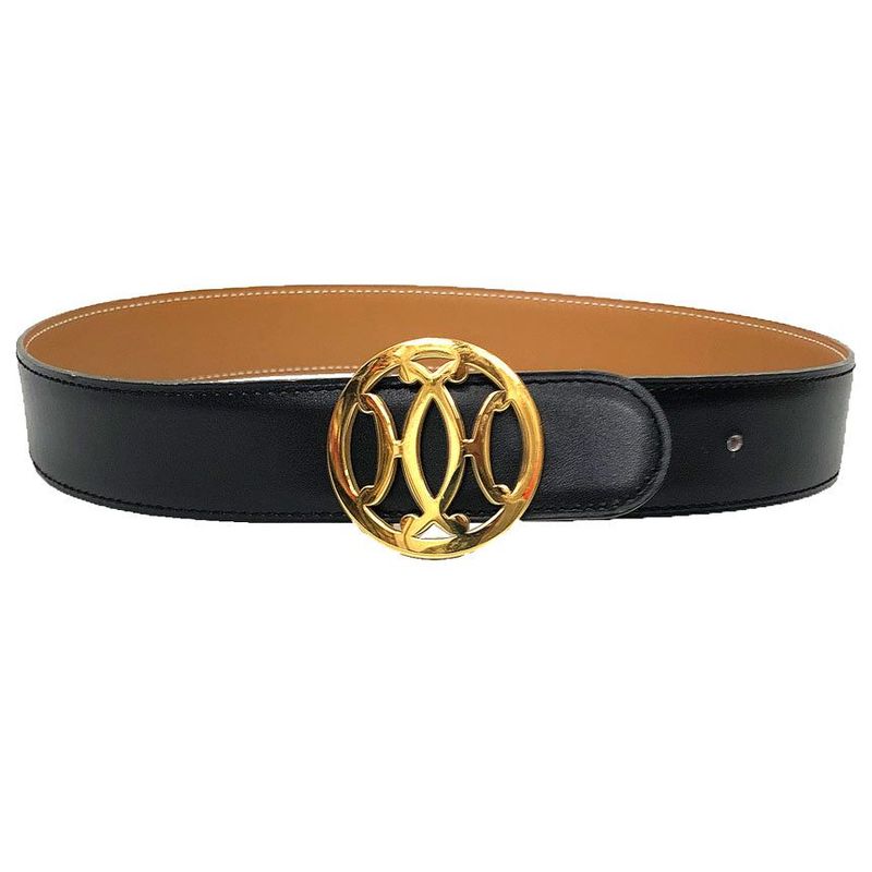 Hermes Double H Belt 65 Size Black Gold Hardware Vintage Antique — view 3