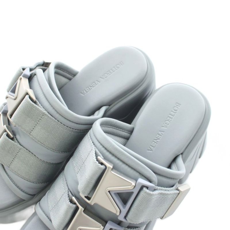 Bottega Veneta Flash Sandals Heel Nylon Leather 36 Light Blue AN16 — view 7
