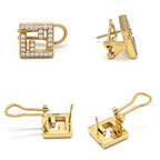 Fendi Forever Earrings FF Motif White Crystal Zirconia Gold Polished — view 6