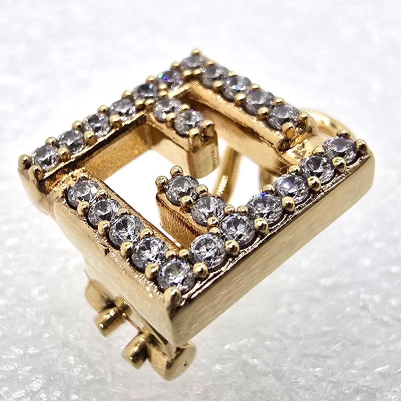 Fendi Forever Earrings FF Motif White Crystal Zirconia Gold Polished — view 8