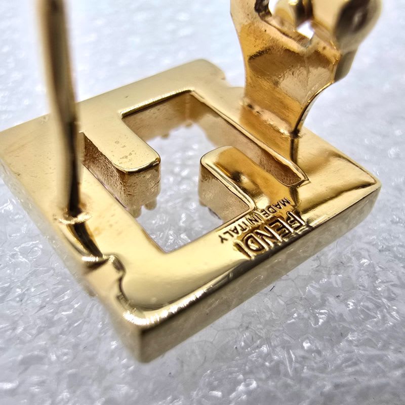 Fendi Forever Earrings FF Motif White Crystal Zirconia Gold Polished — view 9