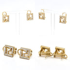 Fendi Forever Earrings FF Motif White Crystal Zirconia Gold Polished — view 3
