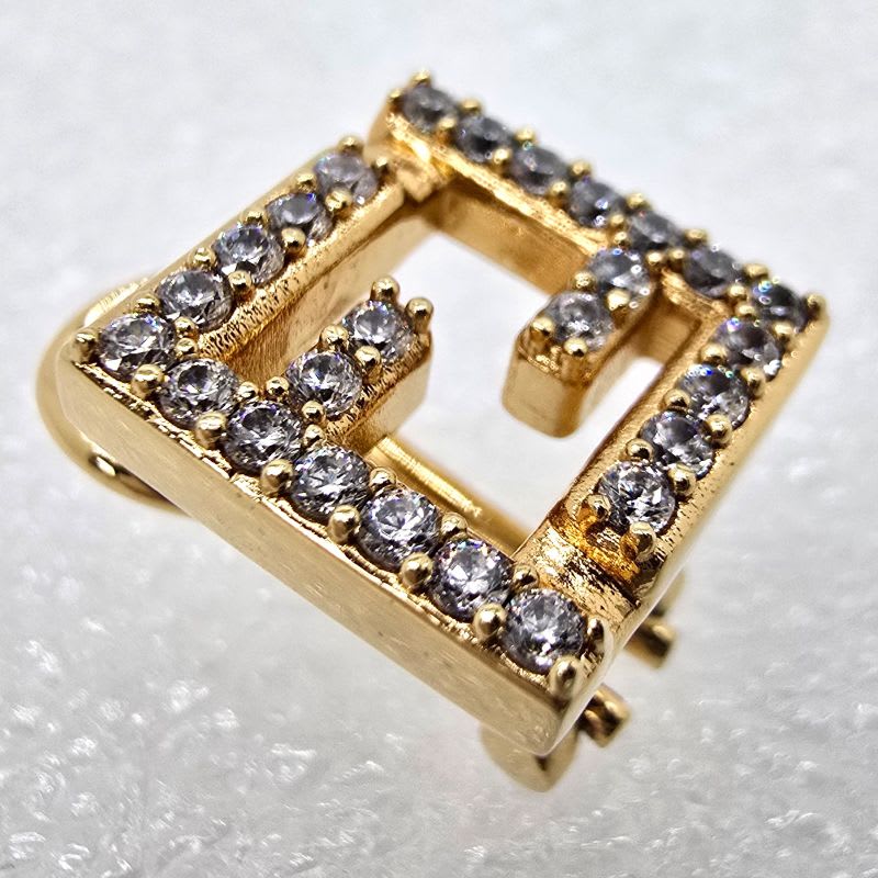 Fendi Forever Earrings FF Motif White Crystal Zirconia Gold Polished — view 7