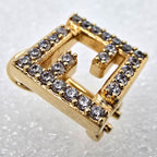 Fendi Forever Earrings FF Motif White Crystal Zirconia Gold Polished — view 7