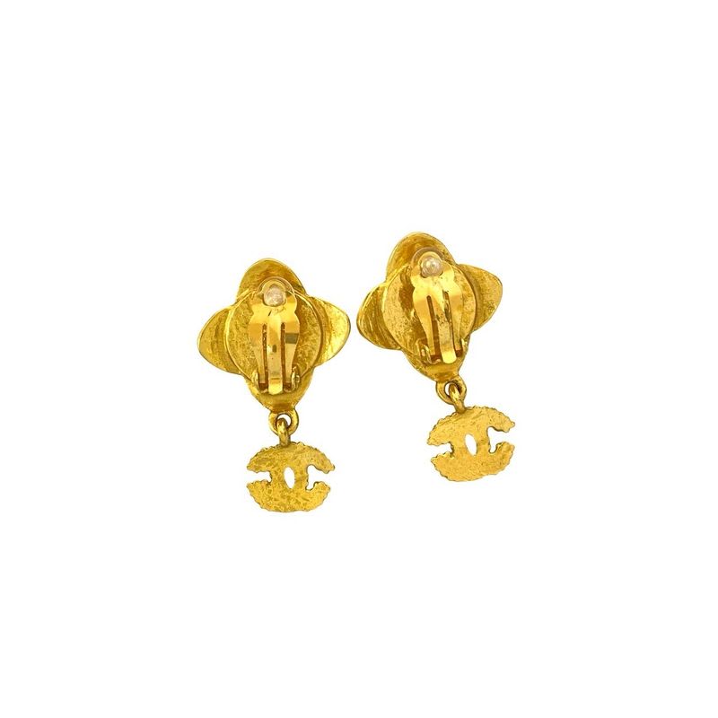 Chanel Vintage Coco Mark GP Earrings Ear Cuff Accessory Gold Black 87951 96A — view 5