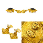 Chanel Vintage Coco Mark GP Earrings Ear Cuff Accessory Gold Black 87951 96A — view 3