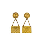 Chanel Vintage Coco Mark Quilted Motif GP Earrings Ear Cuff 26 — view 4