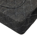 Chanel Quilted 25 Double Flap Chain Shoulder Bag Black Denim — view 5