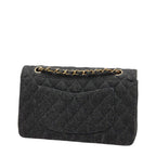 Chanel Quilted 25 Double Flap Chain Shoulder Bag Black Denim — view 2