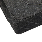 Chanel Quilted 25 Double Flap Chain Shoulder Bag Black Denim — view 6
