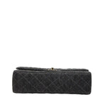 Chanel Quilted 25 Double Flap Chain Shoulder Bag Black Denim — view 3