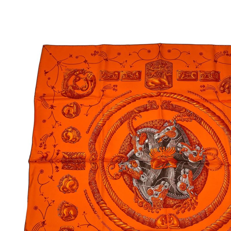 Hermes Scarf Silk Carre 90 Nomades Nomad Orange Box — view 3