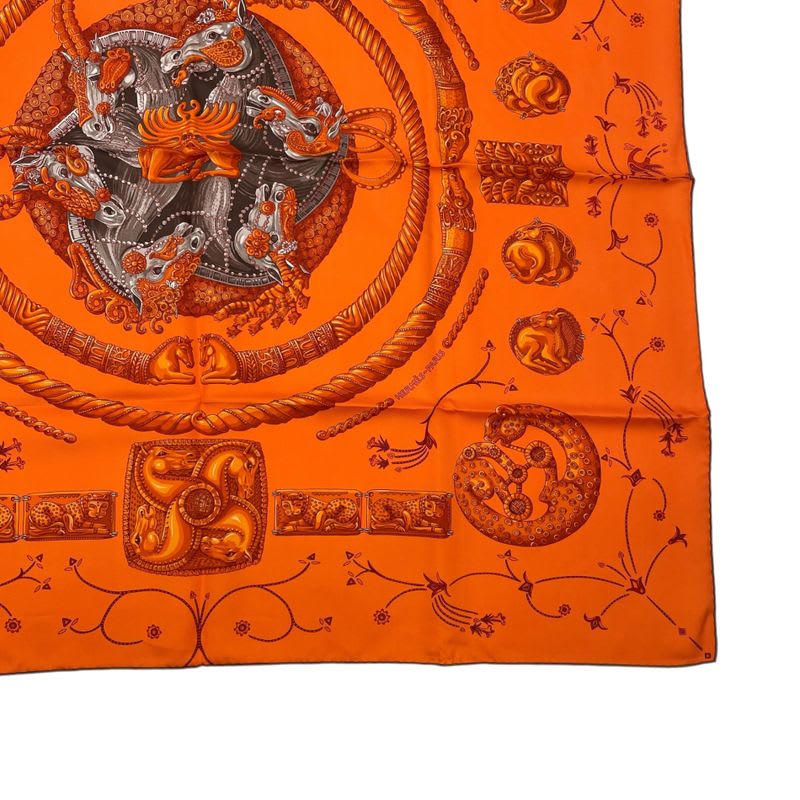 Hermes Scarf Silk Carre 90 Nomades Nomad Orange Box — view 6