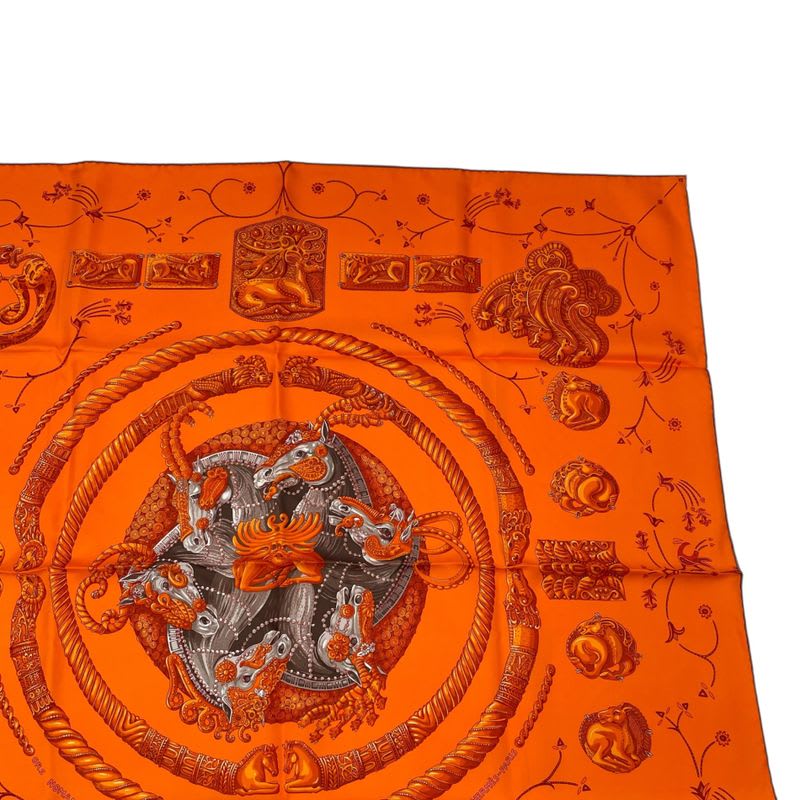 Hermes Scarf Silk Carre 90 Nomades Nomad Orange Box — view 4