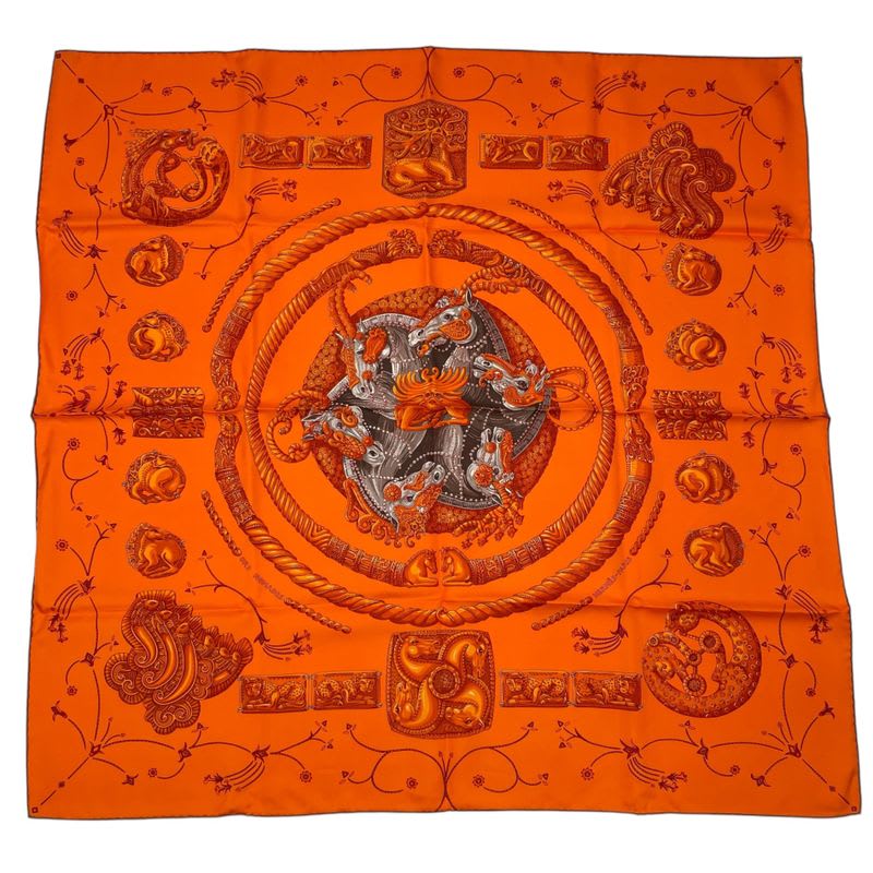 Hermes Scarf Silk Carre 90 Nomades Nomad Orange Box — view 2