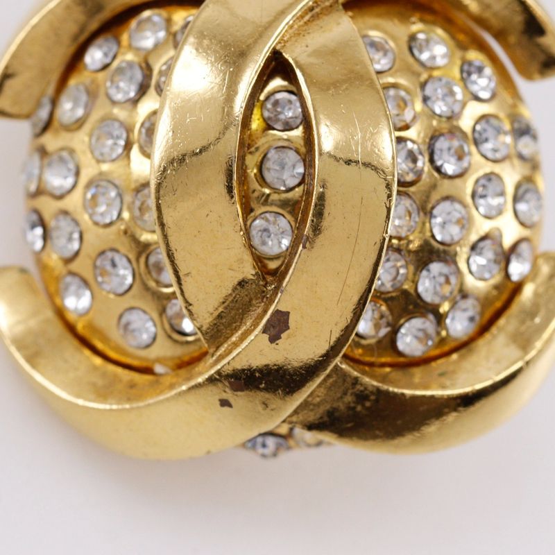 Chanel Coco Mark Vintage Gold Plated Rhinestone 23 34.1 g Earrings — view 7