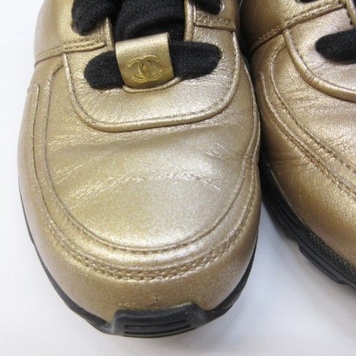 Chanel Sneakers Coco Mark Leather Cut-out Lace Up 36 — view 9