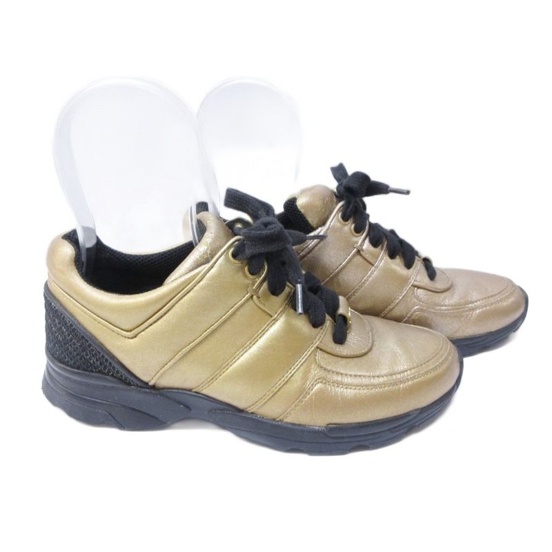 Chanel Sneakers Coco Mark Leather Cut-out Lace Up 36 — view 4