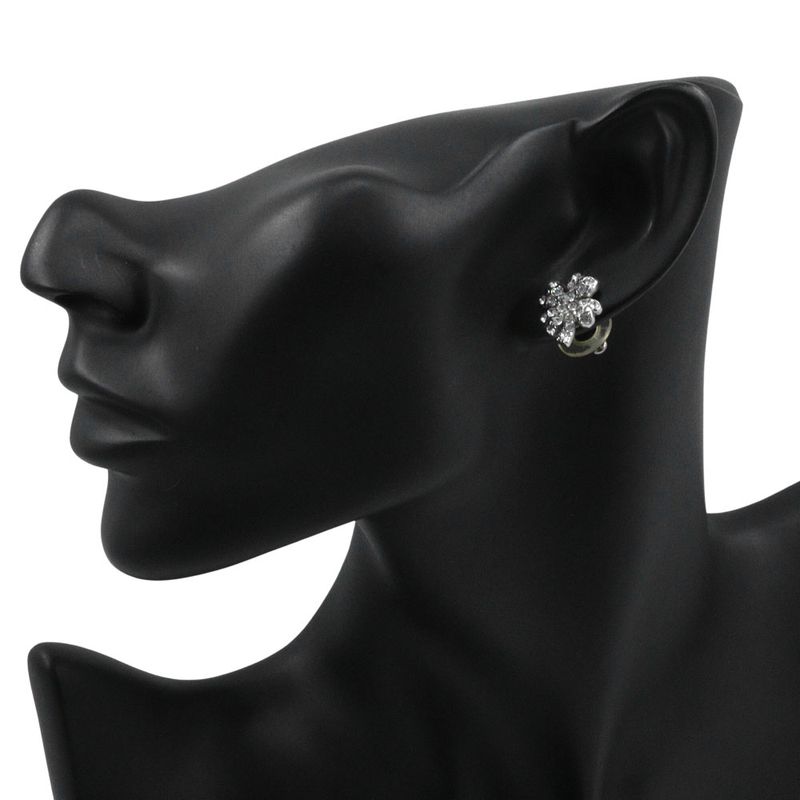 Chanel Clover Rhinestone Metal Silver 03 a 3.6 g Earrings — view 3