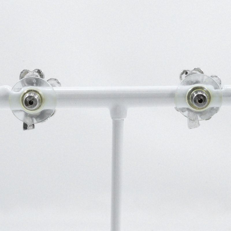 Chanel Clover Rhinestone Metal Silver 03 a 3.6 g Earrings — view 4