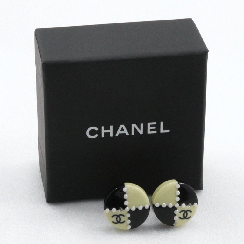 Chanel Coco Mark Bicolor Plastic Gold Plated Black White 02 a 6.9 — view 9