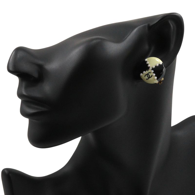 Chanel Coco Mark Bicolor Plastic Gold Plated Black White 02 a 6.9 — view 3
