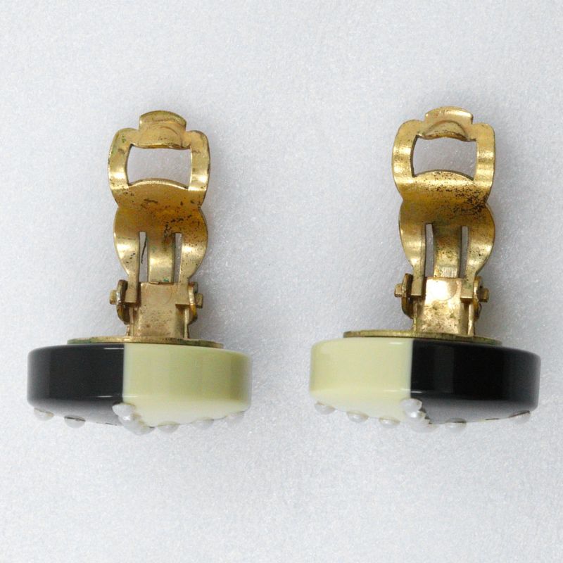 Chanel Coco Mark Bicolor Plastic Gold Plated Black White 02 a 6.9 — view 5