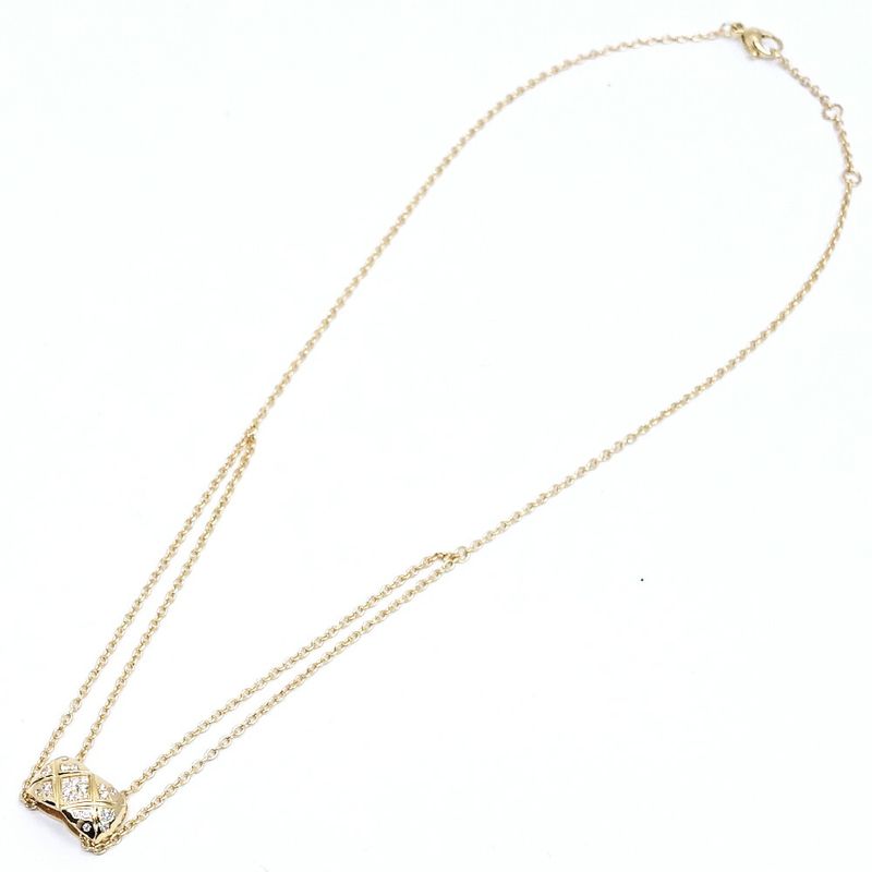 Chanel 18K Yellow Gold Coco Crush Pave Diamond Necklace 750 YG Jewelry — view 4