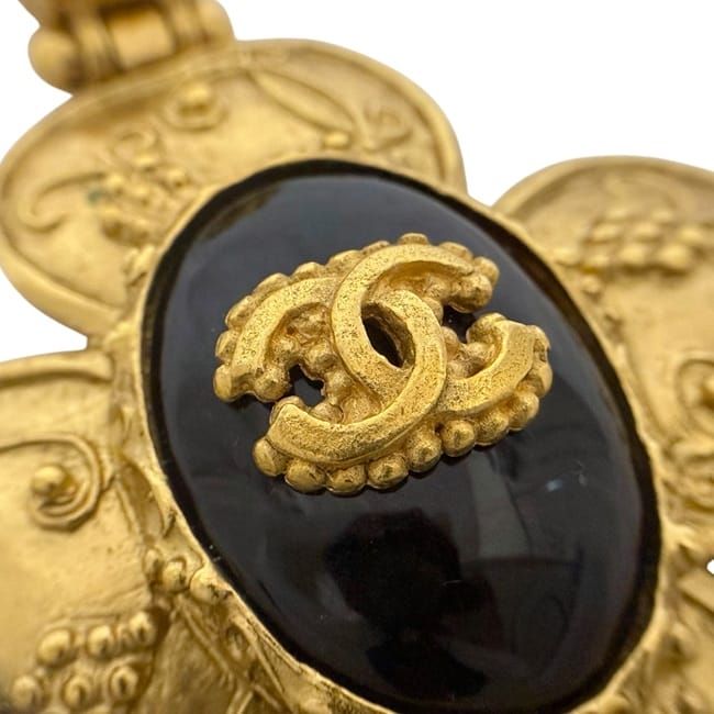 Chanel Necklace Gold Black Coco Mark GP 06 — view 7