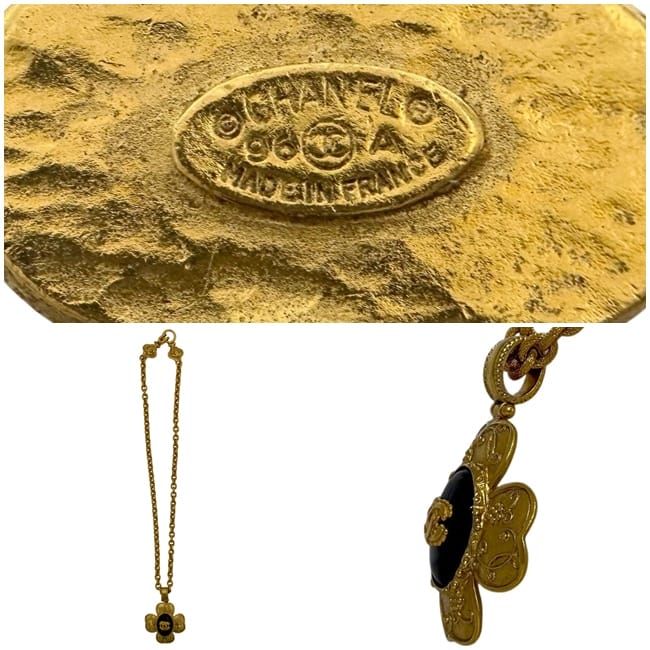 Chanel Necklace Gold Black Coco Mark GP 06 — view 5
