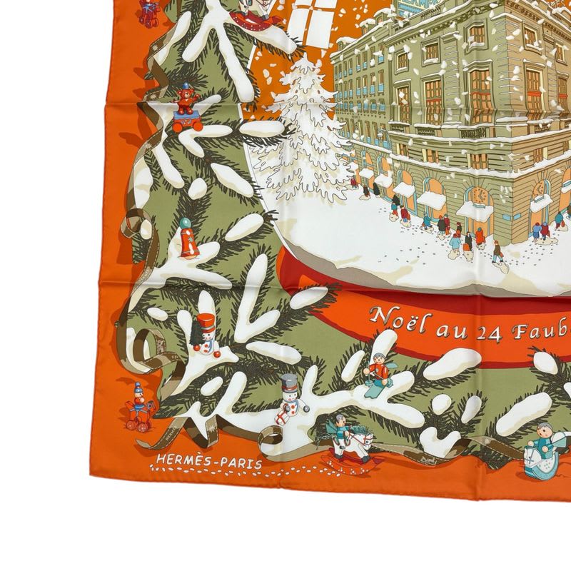 Hermes Scarf Silk Carre 90 Noel Au 24 Faubourg Christmas — view 5
