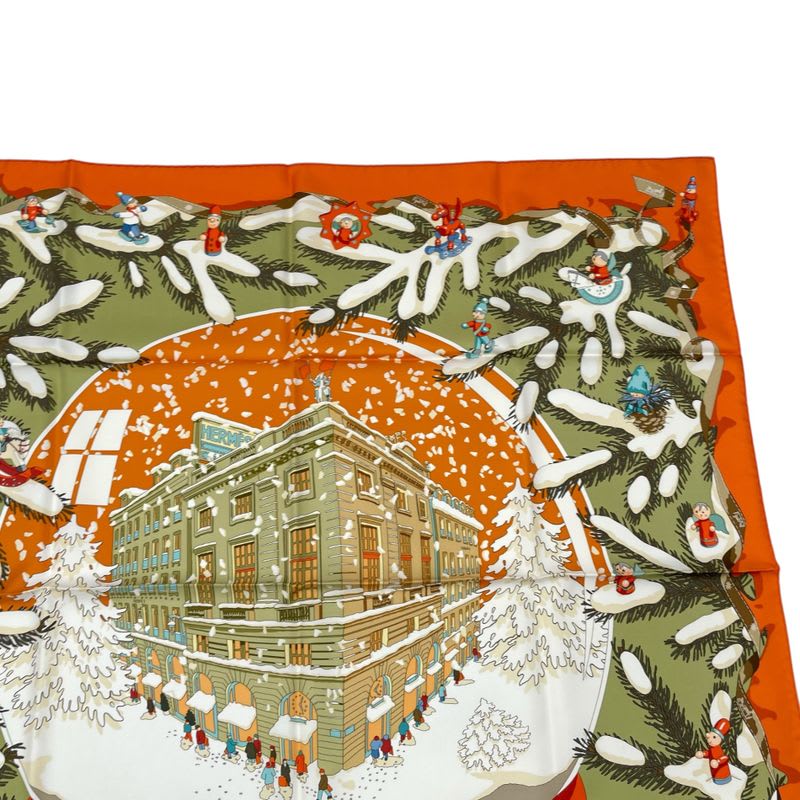 Hermes Scarf Silk Carre 90 Noel Au 24 Faubourg Christmas — view 4
