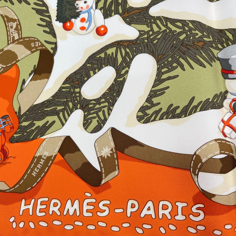 Hermes Scarf Silk Carre 90 Noel Au 24 Faubourg Christmas — view 7