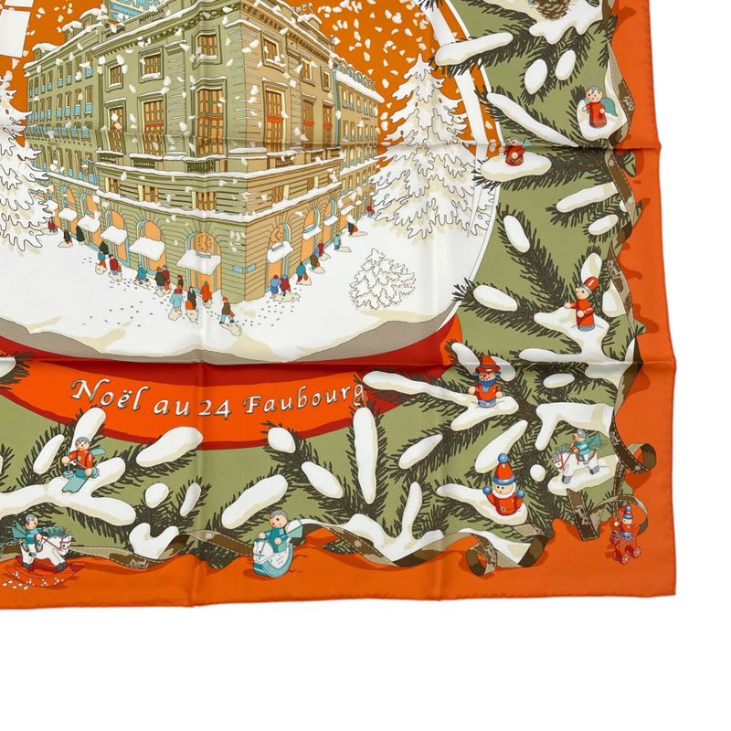 Hermes Scarf Silk Carre 90 Noel Au 24 Faubourg Christmas — view 6