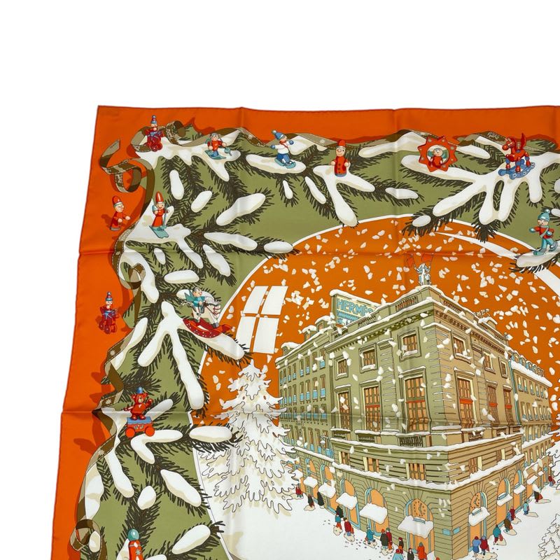 Hermes Scarf Silk Carre 90 Noel Au 24 Faubourg Christmas — view 3