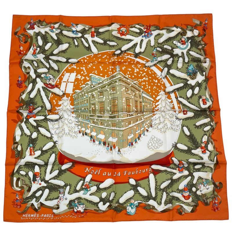 Hermes Scarf Silk Carre 90 Noel Au 24 Faubourg Christmas — view 2