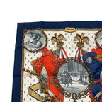 Hermes Scarf 100% Silk Kale90 Napoleon Navy Multicolor Box — view 3