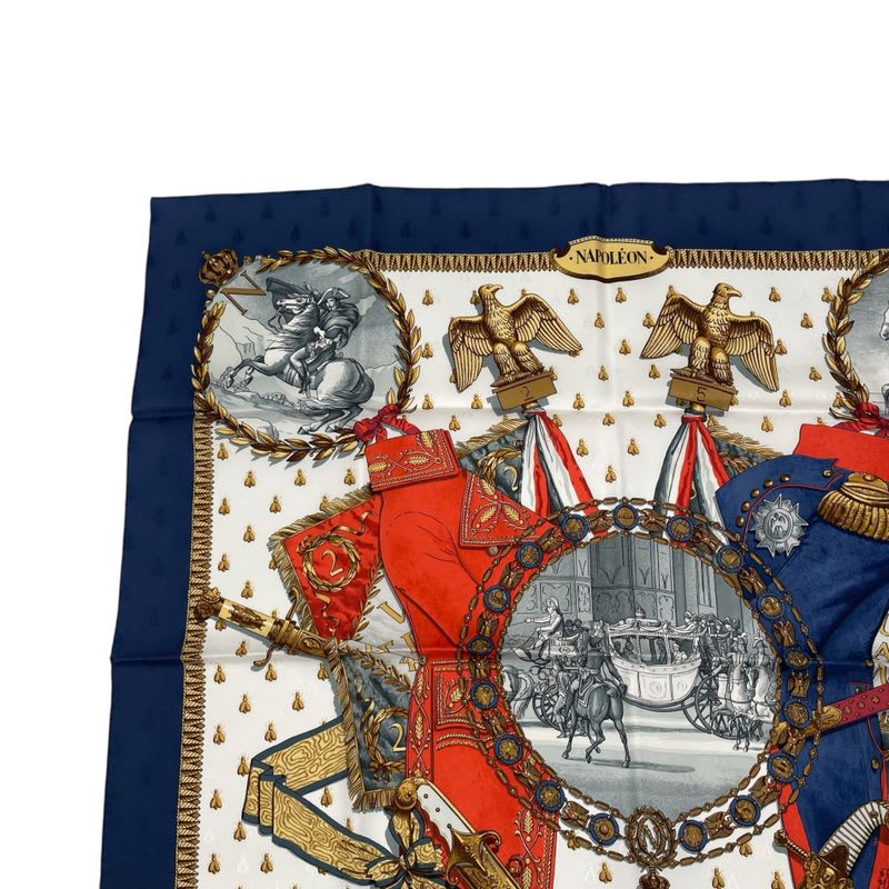 Hermes Scarf 100% Silk Kale90 Napoleon Navy Multicolor Box — view 3