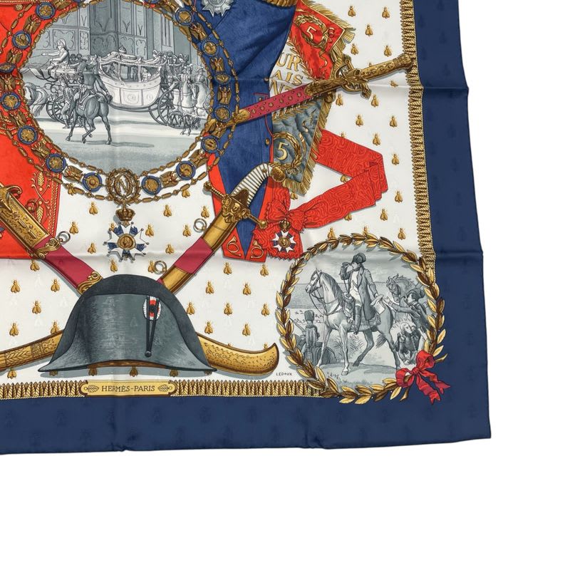 Hermes Scarf 100% Silk Kale90 Napoleon Navy Multicolor Box — view 6