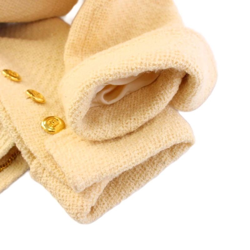Chanel Coco Mark Shawl Collar Other Jackets Ivory Care Tag None — view 7