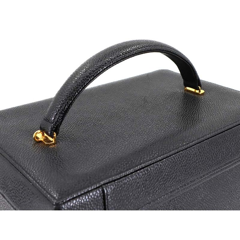 Chanel Caviar Leather Vanity 2-Way Hand Shoulder Bag Black Vintage — view 6