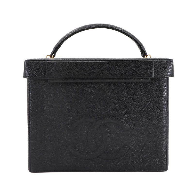 Chanel Caviar Leather Vanity 2-Way Hand Shoulder Bag Black Vintage — view 4