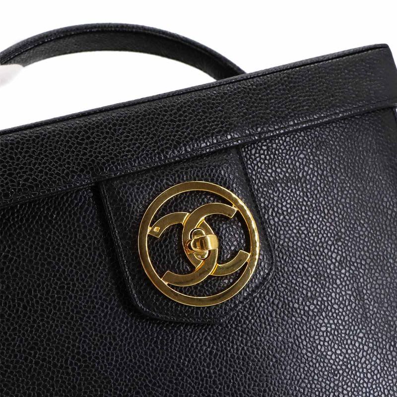 Chanel Caviar Leather Vanity 2-Way Hand Shoulder Bag Black Vintage — view 9